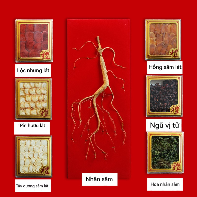 47f63dc6671242209c12b3de01737eaa Nhân sâm núi Trường Bạch 45 hộp da Qibao nhung hươu roi Lát Hộp quà nhân sâm đỏ năm mới Quà Tặng Schisandra súp Rượu ngâm - Ảnh 1