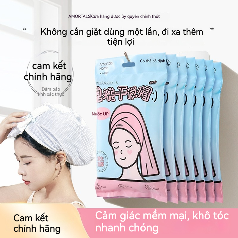 53a719915d1b46329ab4b3e6000e25d0 Mũ ủ khô tóc Amortals khăn lau tóc dùng 1 lần - Ảnh 1