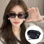 Gấp phong cách mới thời trang Hàn Quốc Kính râm Retro di động thời trang hình bầu dục xu hướng Kính râm thời trang