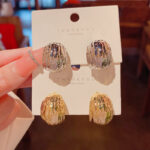 Bông tai hình chữ C cá tính Hàn Quốc kim bạc S925 Bông tai hot trên mạng Kiểu dáng cao cấp sang trọng nhẹ nhàng thời trang Instagram cho nữ