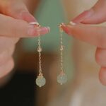 Hoa Tai Chalcedony tua rua dáng dài sang trọng Kim bạc S925 nữ trang sức hoa tai cùng kiểu hot trên mạng khí chất dễ phối