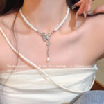 韩系超仙气质长款流苏蝴蝶项链女轻奢小众高级感珍珠锁骨链颈链