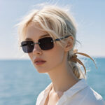 Kính râm nữ cao cấp kim loại không khung xuyên biên giới