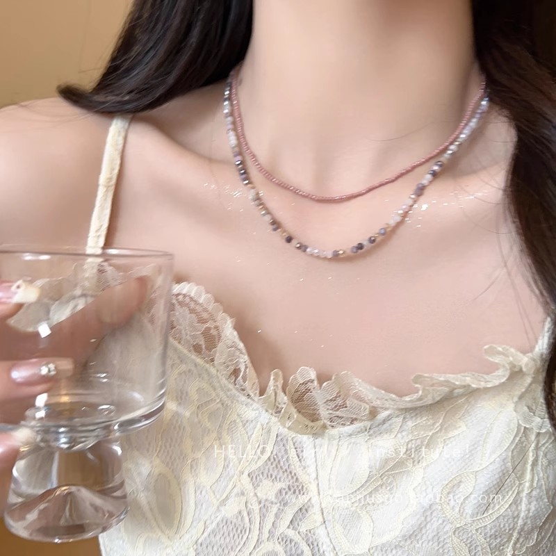 O1CN0130ZZyt2KtjFoDTcNr_2580729615-0-cib 夏日多巴胺彩色串珠项链女轻奢小众双层叠戴锁骨链网红同款颈链 - Ảnh 1