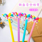 Phim hoạt hình kỳ lân Gel bút sáng tạo học tập văn phòng phẩm thi Bút Nước Màu Đen đồ dùng học sinh Dễ thương bán buôn