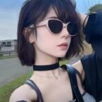 Kính râm Mắt mèo Kính Râm Chống Nắng chống nắng Tik Tok Kính râm chống tia cực tím đa năng mặt to trông gầy xuyên biên giới