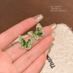 S925 kim bạc siêu tiên nữ khí chất nhỏ tươi mới Hoa tai Bướm nữ trang sức hoa tai kim cương cao cấp sang trọng nhẹ nhàng