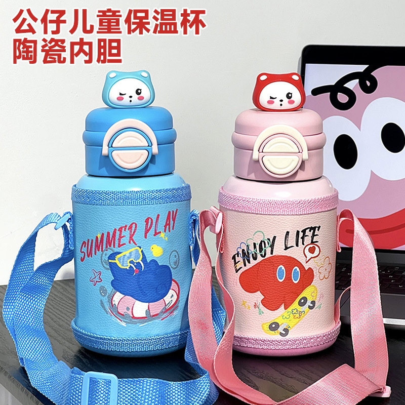 O1CN016VGd6b1Zs5nhRKmCD_2215924603249-0-cib Bình Lót GốM Cốc giữ nhiệt cho trẻ em cốc ống hút uống đôi cầm tay cho học sinh cốc đựng nước cho bé trai - Ảnh 1