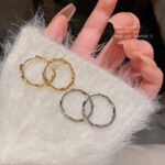 Hoa tai khuyên tai Bông tai đơn giản phong cách lạnh lùng khí chất dễ phối khí chất Nữ Kim bạc S925 sang trọng