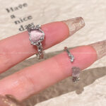 Thích hợp cao cấp cảm giác Opal Nhẫn tình yêu nữ mở có thể điều chỉnh ngón tay ăn kiêng ngọt ngào khí chất trang sức tay bán buôn