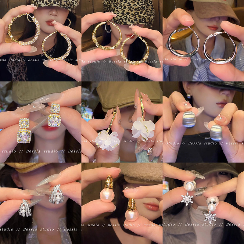 O1CN018WpsNA2KtjEC4PvYI_2580729615-0-cib S925 kim bạc sang trọng nhẹ nhàng sang trọng thích hợp cao cấp phong cách lạnh lùng phong cách Bông Tai Thời Trang Bông Tai Hoa khí chất dễ phối - Ảnh 1