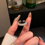 Sang trọng nhẹ, ngách, cảm giác cao cấp, nhẫn mở Zircon tinh tế, nhẫn ngón trỏ khí chất thời trang cá tính, Bán Buôn