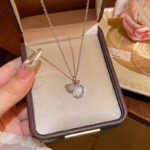 Mặt dây chuyền bầu đá mặt trăng tự nhiên dây chuyền xương đòn Vòng cổ bằng thép titan Zircon siêu nhỏ tinh xảo cổ điển phong cách Trung Quốc mới cho nữ Vòng cổ