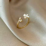 Nhẫn zircon Hoa khí chất sang trọng đơn giản Nhẫn ngón trỏ hot trên mạng thời trang