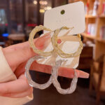 Bông tai pha lê rỗng hình chữ C kim bạc S925 sang trọng nhẹ cho nữ Bông tai tai xoắn Xoắn khí chất dễ phối sành điệu Instagram cho nữ