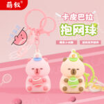 Móc chìa khóa thẻ quần vợt sáng tạo, búp bê ba chiều tinh tế, Mặt dây chuyền cặp sách học sinh, Móc chìa khóa capybara dễ thương