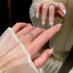 Phong cách Hàn Quốc ngọt ngào khí chất đầy kim cương nhẫn bướm nữ khí chất thời trang có thể điều chỉnh hở ngón tay ăn kiêng Nhẫn nổi tiếng trên mạng