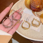 Hoa tai hình tròn không quy tắc phong cách đơn giản phong cách lạnh lùng Cá Tính Phong Cách Hot xuyên biên giới Âu Mỹ, hoa tai nữ cao cấp thích hợp phóng đại