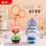 Dễ thương xảo quyệt cáo và Thỏ Cảnh sát Móc Khóa Mặt dây chuyền nhỏ cặp đôi cặp sách Mặt dây chuyền bán buôn hàng hóa nhỏ