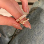 Nhẫn Zircon khí chất đơn giản sang trọng, Nhẫn Ngón Tay Ăn kiêng có thể điều chỉnh hình học cho nữ, nhẫn cùng kiểu nổi tiếng trên mạng