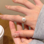 Khí Chất đơn giản, Nhẫn ngọc trai to, sang trọng nhẹ, đa năng, khí chất cao cấp, nhẫn ngón trỏ, Nhẫn hở, Bán Buôn