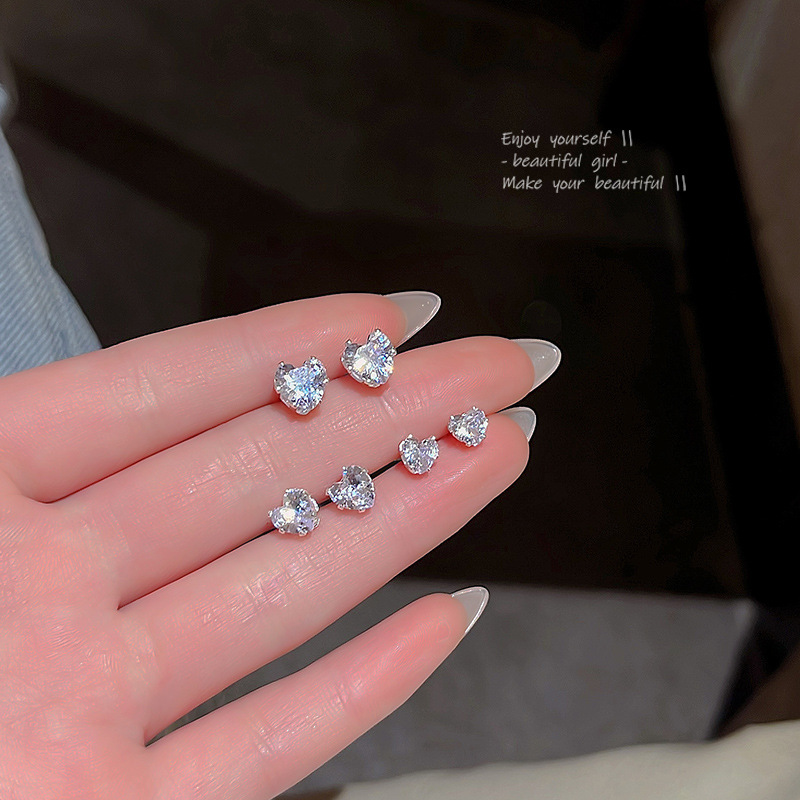 O1CN01HjxFXy2Ktj2DewSlM_2580729615-0-cib Bông Tai Tình Yêu Zircon tinh tế đơn giản Kim bạc S925 Bông tai thiết kế cao cấp sành điệu Instagram cho nữ không cần tháo hoa tai - Ảnh 1