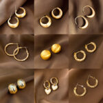 Bông tai phong cách kim loại lạnh kim loại kiểu hot xuyên biên giới kiểu Âu Mỹ S925 Bông Tai Bông Tai khí chất dễ phối đơn giản cá tính