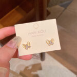 Bông tai hình bướm Opal tươi tắn Ngọt Ngào Phong Cách Mori Hoa tai hình Zircon nhấp nháy khí chất siêu tiên nữ trang sức hoa tai nổi tiếng trên mạng