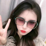 Kính râm kim loại thời trang Hàn Quốc chụp ảnh đường phố gọng lớn Kính râm giảm béo Kính râm giảm béo