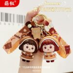 Móc chìa khóa hoạt hình cô gái gấu mùa đông nguyên bản móc chìa khóa hình búp bê ba chiều dễ thương móc chìa khóa xe hơi cặp đôi mặt dây chuyền cặp sách