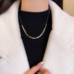 Vòng cổ thép titan hình vuông nhỏ khí chất đơn giản Âu Mỹ, Dây Chuyền xương đòn phong cách lạnh lùng khí chất dễ phối Nữ, Dây chuyền cùng kiểu hot trên mạng