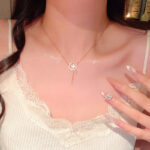 韩系甜美气质星月锆石钛钢项链女小众时尚百搭气质长款流苏锁骨链