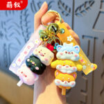 Móc khóa hình thú nhỏ Jenga nguyên bản, đồ trang trí cặp sách học sinh búp bê Shiba Inu hoạt hình Nữ, đồ trang trí chìa khóa tinh tế