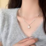 Vòng cổ ngọc trai Baroque ít người sang trọng, dây chuyền xương đòn cao cấp mẫu thu đông sành điệu Instagram cho nữ, Dây chuyền cổ cùng kiểu hot trên mạng