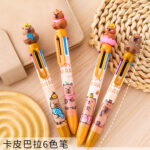 Bút bi 6 màu Kapibara bút màu bấm hoạt hình Bút Màu Sáng Tạo văn phòng phẩm học sinh bút sổ tay nhiều màu Bút Đánh Dấu