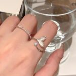 Nhẫn Đuôi Cá Thiết kế thích hợp sang trọng nhẹ, Nhẫn Ngón Tay Ăn kiêng có thể điều chỉnh hở khí chất dễ phối cho nữ bán buôn Nhẫn nổi tiếng trên mạng