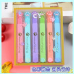 Bút đánh dấu bàn chải hoạt hình Mèo đóng hộp đầu xiên bảo vệ mắt học sinh Bút đánh dấu ghi bàn màu nhạt Bút Đánh Dấu