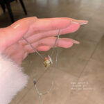 Vòng cổ đôi vòng tròn nhỏ lẻ sang trọng nhẹ kiểu mới Hàn Quốc, Dây Chuyền xương đòn khí chất dễ phối đơn giản cho nữ, Dây chuyền cùng kiểu hot trên mạng