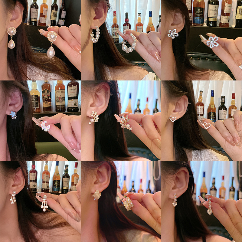 O1CN01U0jbjT2Ktj3SJZgJ4_2580729615-0-cib Bông tai ngọc trai quý phái sang trọng nhẹ Kim bạc S925 Bông Tai Tình Yêu Zircon tinh tế khí chất dễ phối cho nữ Bông tai cao cấp - Ảnh 1