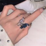 Nhẫn bướm Zircon siêu Tiên Nữ Phong Cách Hot Hàn Quốc nhẫn Nhẫn ngón trỏ cao cấp ba chiều cao cấp sành điệu Instagram sang trọng nhẹ nhàng cho nữ