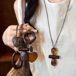 Vòng cổ bằng gỗ phong cách quốc gia Zen, Dây Chuyền xương đòn dễ phối thiết kế thích hợp cho nữ, Dây Chuyền áo len, dây chuyền dài, dây chuyền trang sức, Dây chuyền cổ