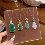 Dây chuyền bầu ngọc lục bảo mạ vàng thật, Dây Chuyền xương đòn khóa an toàn may mắn