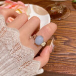 Nhẫn Trứng chim bồ câu cao cấp quý phái nhẹ sang trọng Hàn Quốc nhẫn Nhẫn ngón trỏ có thể điều chỉnh hở khí chất dễ phối cho nữ