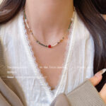 Vòng cổ đính cườm màu dopamine cổ điển kiểu Pháp, Vòng Cổ xương đòn cảm giác cao cấp khí chất dễ phối đồ sang trọng nhẹ nhàng cho nữ