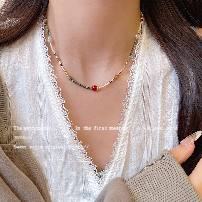 O1CN01Wl5qC72KtjB9BhcQI_2580729615-0-cib Vòng cổ đính cườm màu dopamine cổ điển kiểu Pháp, Vòng Cổ xương đòn cảm giác cao cấp khí chất dễ phối đồ sang trọng nhẹ nhàng cho nữ - Ảnh 1