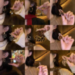 Hoa tai họa tiết da báo mẫu hot mẫu thu đông 2025 Bông tai nữ phong cách Hồng Kông thời trang cổ điển dễ phối khí chất cao cấp