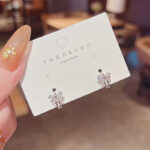 Bông Tai kim bạc 925 Bông tai nơ siêu lấp lánh Zircon Bông Tai Bông tai thời trang khí chất đơn giản Thiết kế sành điệu Instagram