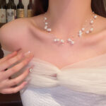 Sang trọng nhẹ nhàng và sang trọng, bầu trời đầy sao nhiều lớp đeo vòng cổ ngọc trai, nữ cao cấp kiểu Pháp, Bán Buôn Dây chuyền xương đòn cùng kiểu trên mạng