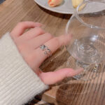 Nhẫn hoa hồng đơn giản khí chất dễ phối sành điệu Instagram Nhẫn Ngón Tay Ăn kiêng có thể điều chỉnh hở hai lớp cho phụ nữ sang trọng nhẹ nhàng