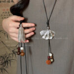 国风银杏叶流苏项链女夏天古风设计感挂绳毛衣链配饰日常百搭装饰